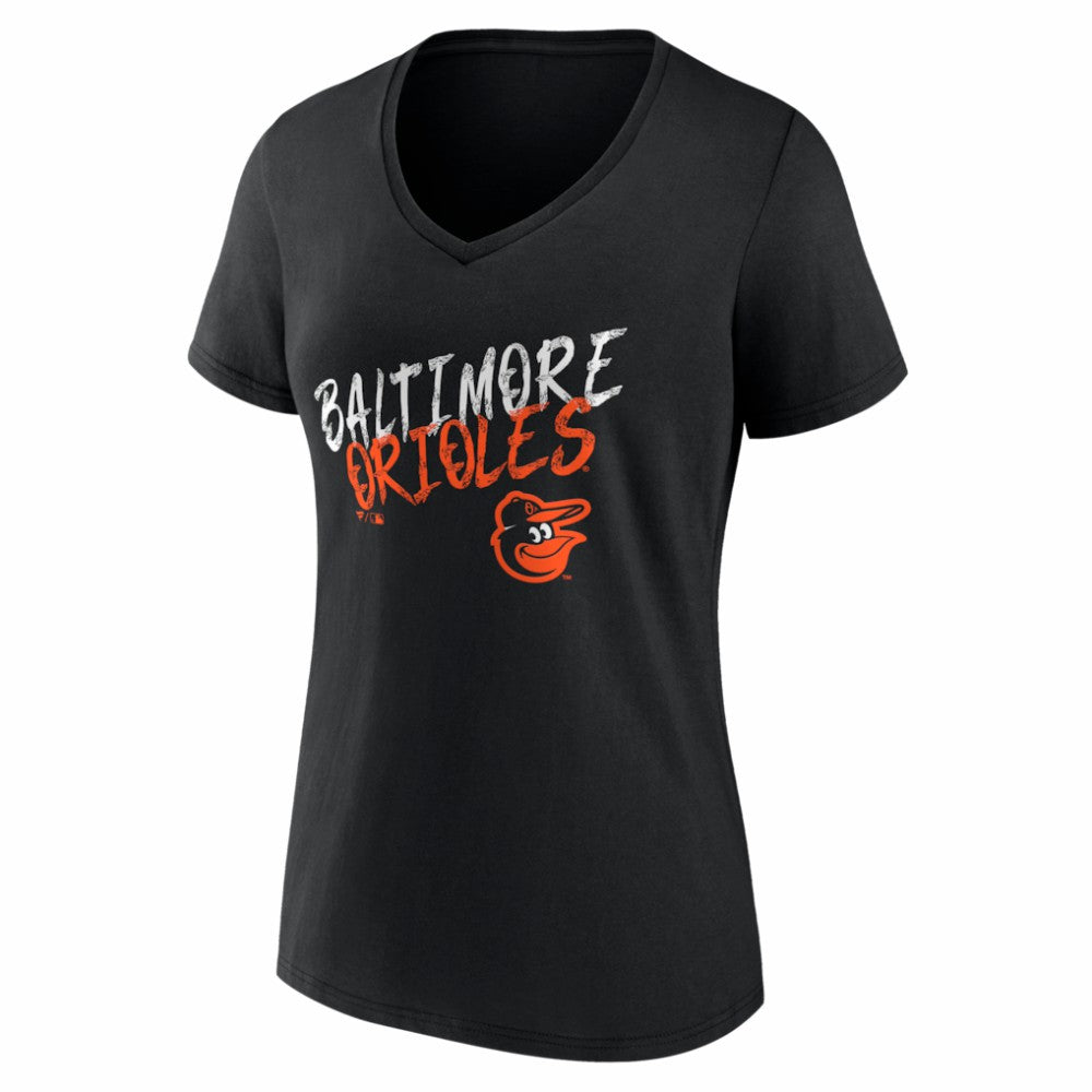 Baltimore Orioles Women's Hustle Personalized Name & Number V-Neck T-Shirt Black