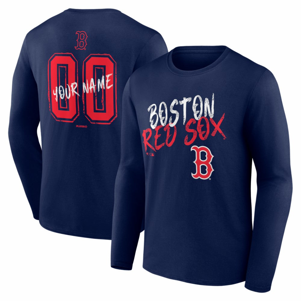 Boston Red Sox  Hustle Personalized Name & Number Long Sleeve T-Shirt Navy