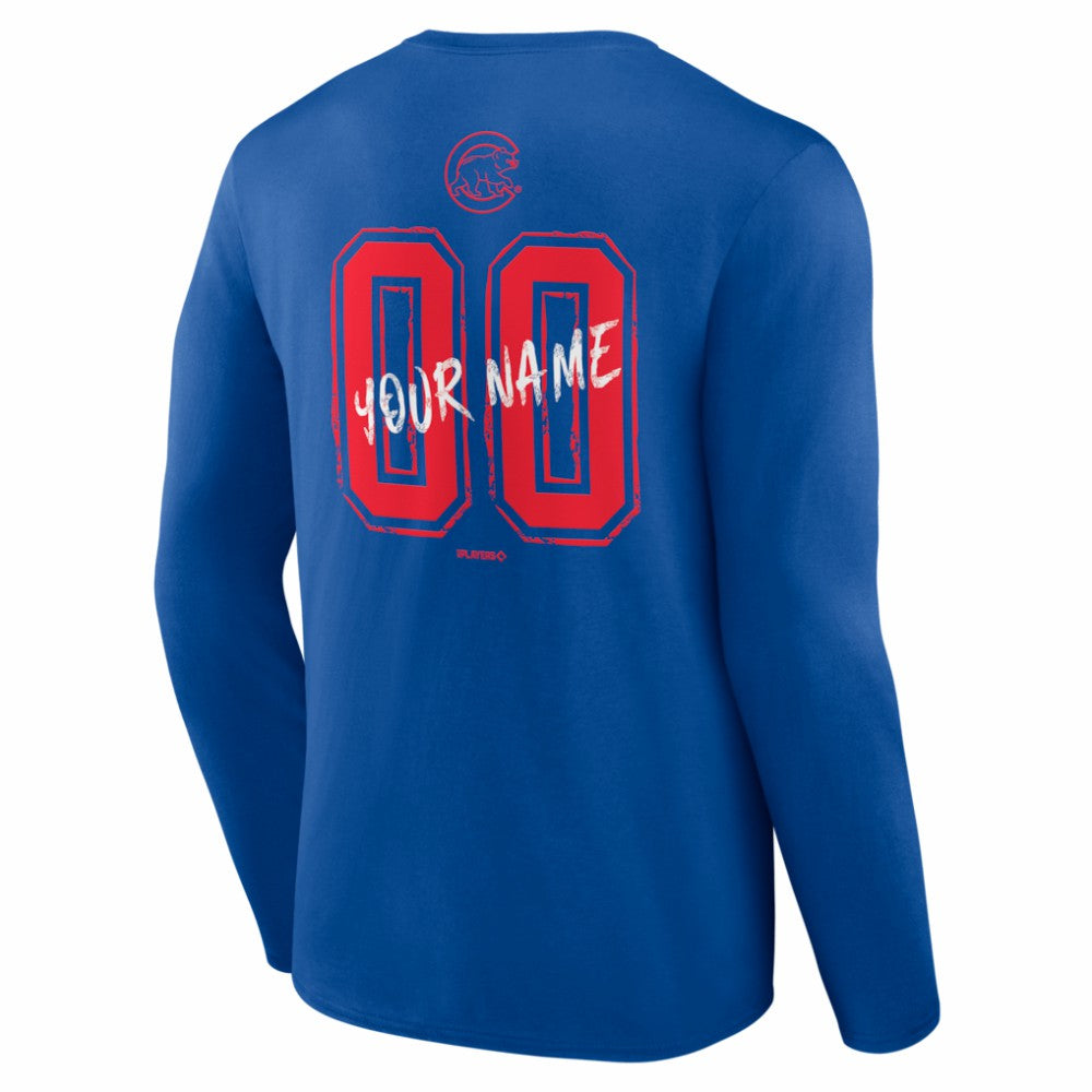 Chicago Cubs  Hustle Personalized Name & Number Long Sleeve T-Shirt Royal