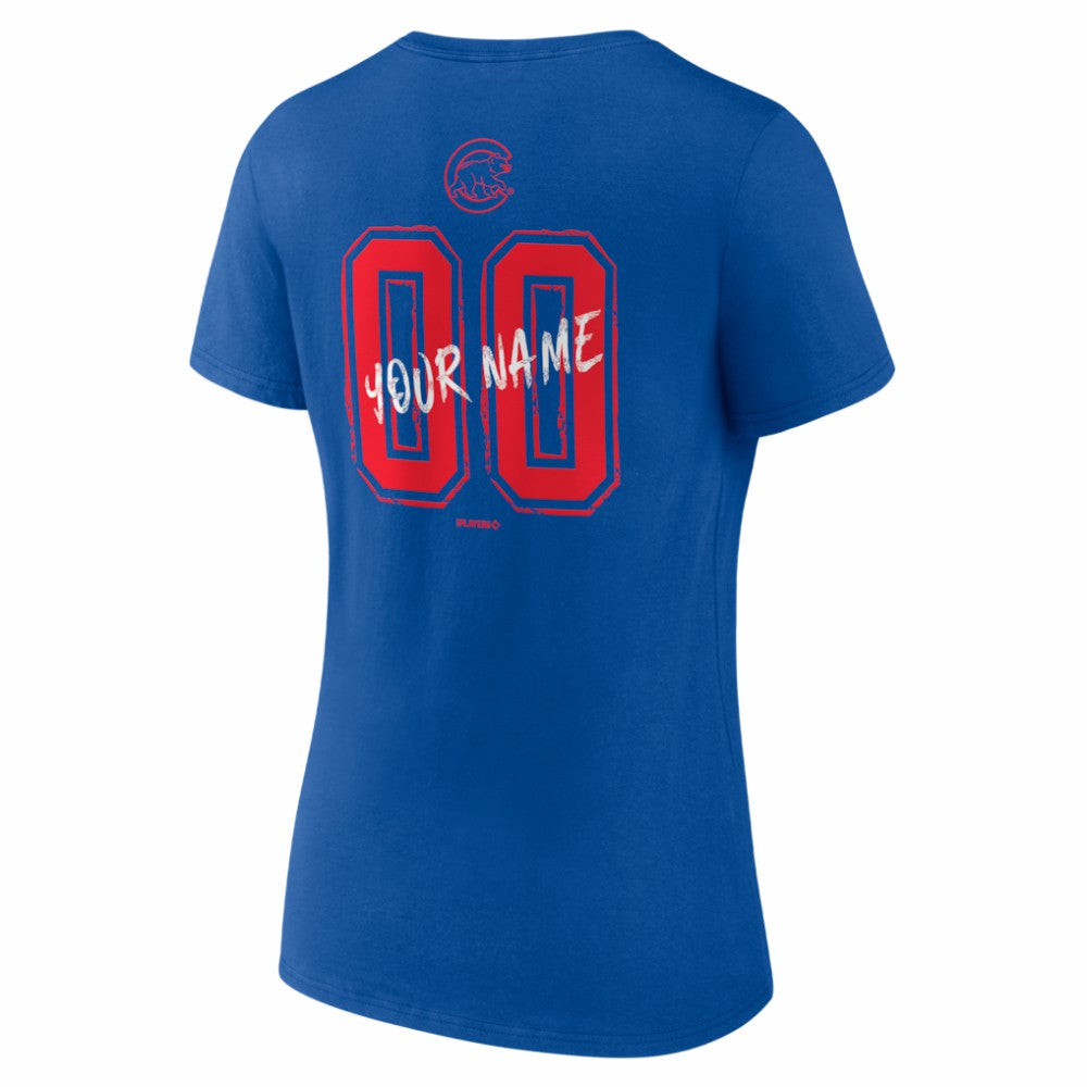 Chicago Cubs Women's Hustle Personalized Name & Number V-Neck T-Shirt Royal