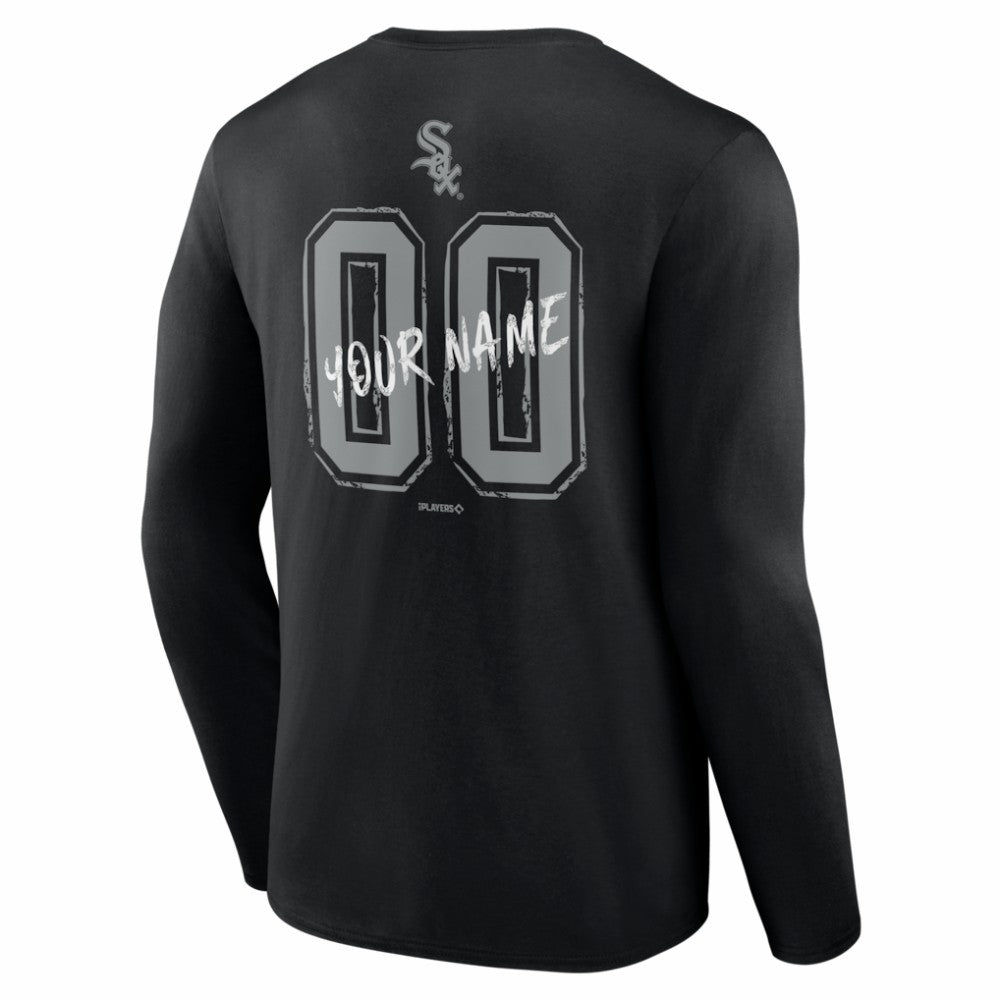 Chicago White Sox  Hustle Personalized Name & Number Long Sleeve T-Shirt Black