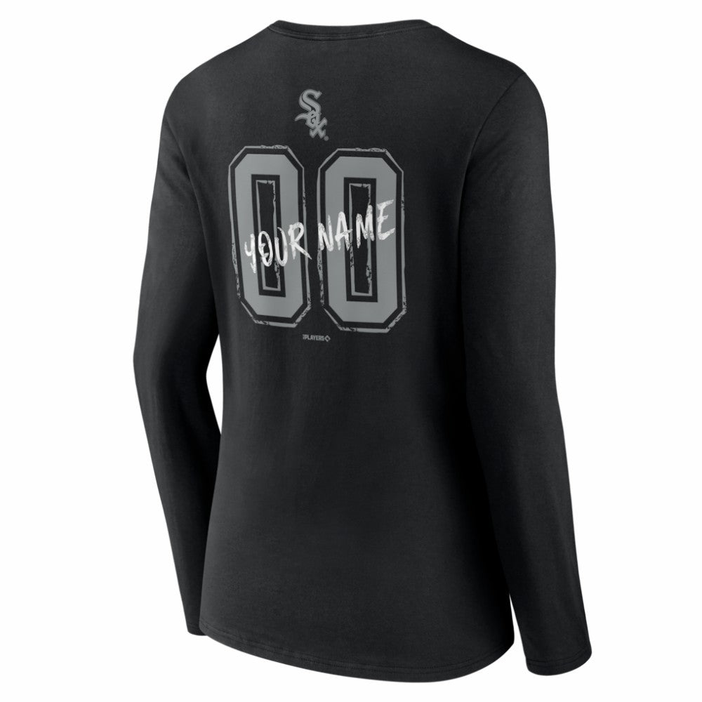 Chicago White Sox Women's Hustle Personalized Name & Number Long Sleeve V-Neck T-Shirt Black