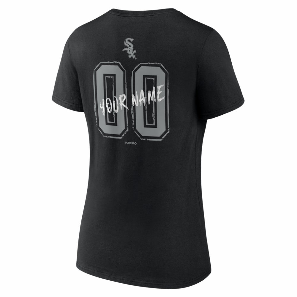 Chicago White Sox Women's Hustle Personalized Name & Number V-Neck T-Shirt Black