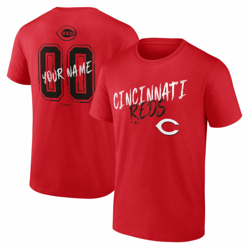 Cincinnati Reds  Hustle Personalized Name & Number T-Shirt Red