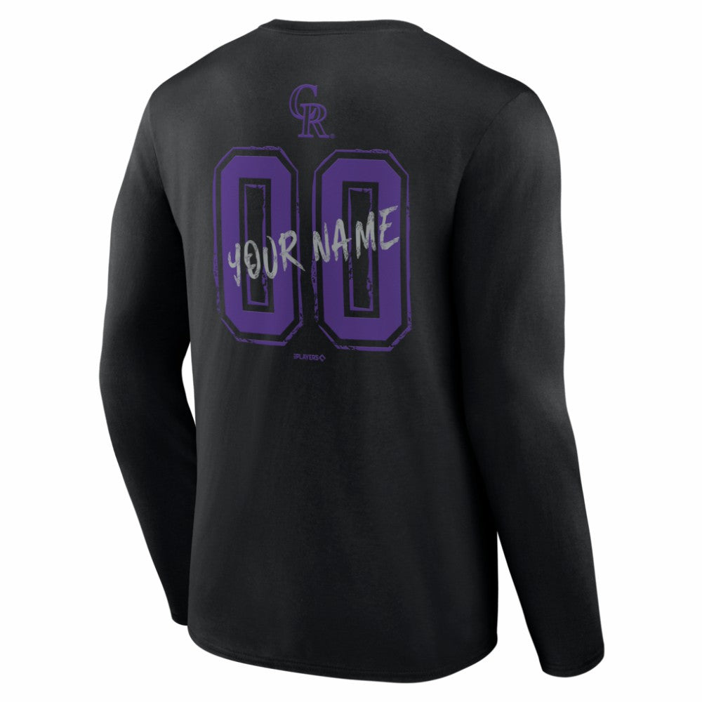 Colorado Rockies  Hustle Personalized Name & Number Long Sleeve T-Shirt Black