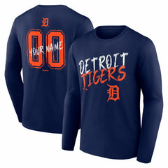 Detroit Tigers  Hustle Personalized Name & Number Long Sleeve T-Shirt Navy