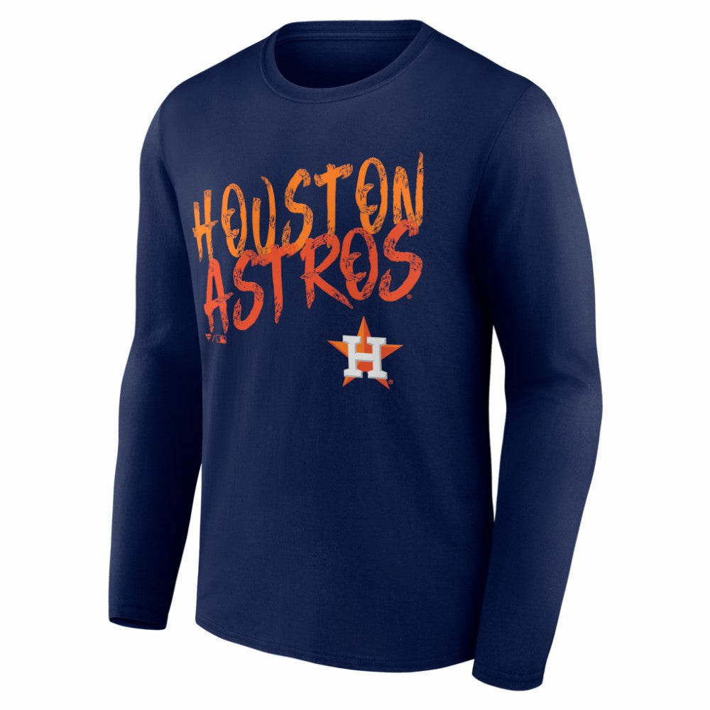 Houston Astros  Hustle Personalized Name & Number Long Sleeve T-Shirt Navy