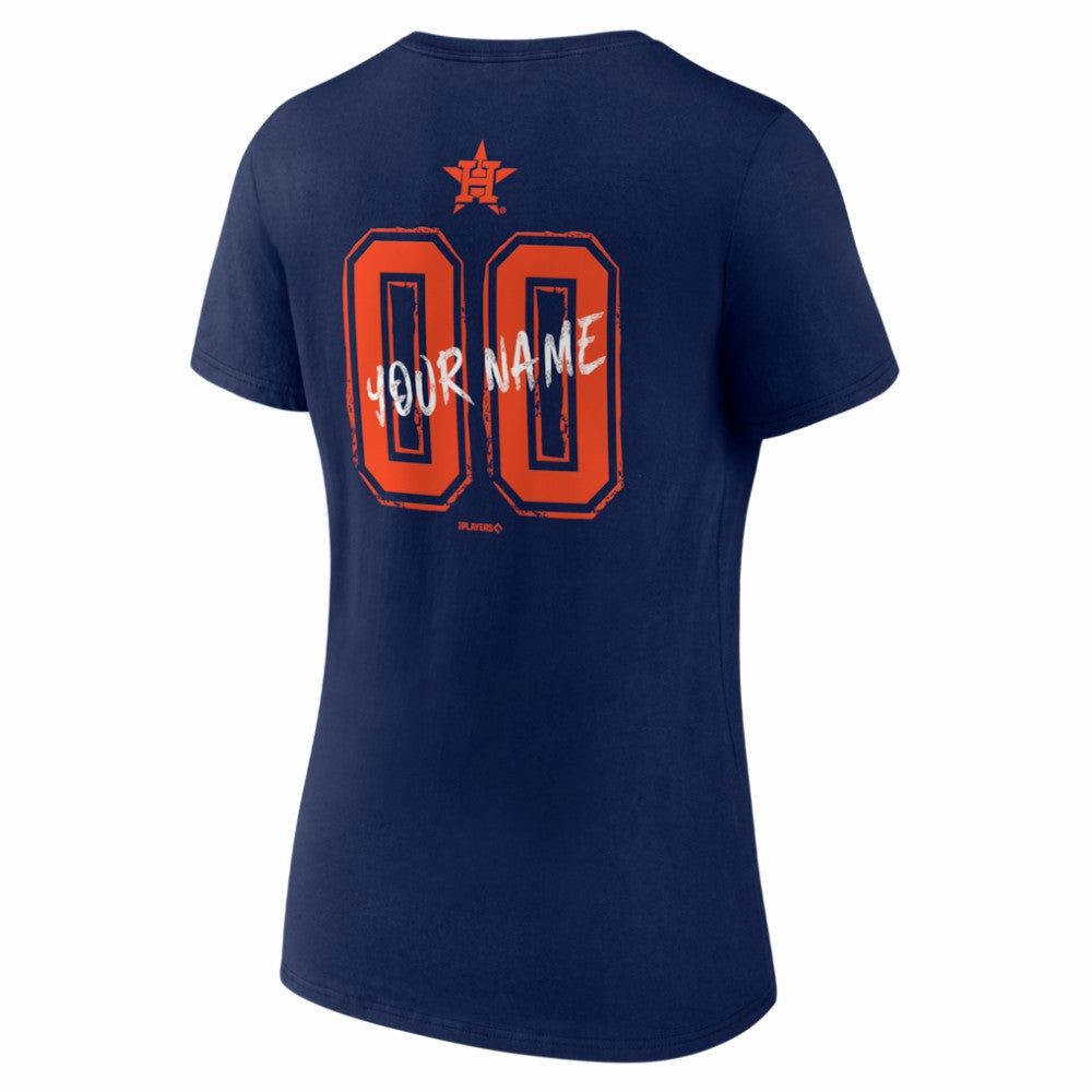 Houston Astros Women's Hustle Personalized Name & Number V-Neck T-Shirt Navy