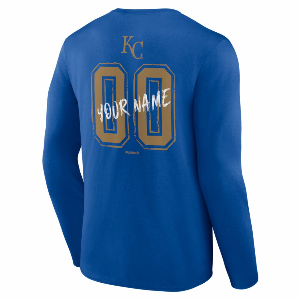 Kansas City Royals  Hustle Personalized Name & Number Long Sleeve T-Shirt Royal