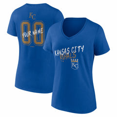 Kansas City Royals Women's Hustle Personalized Name & Number V-Neck T-Shirt Royal