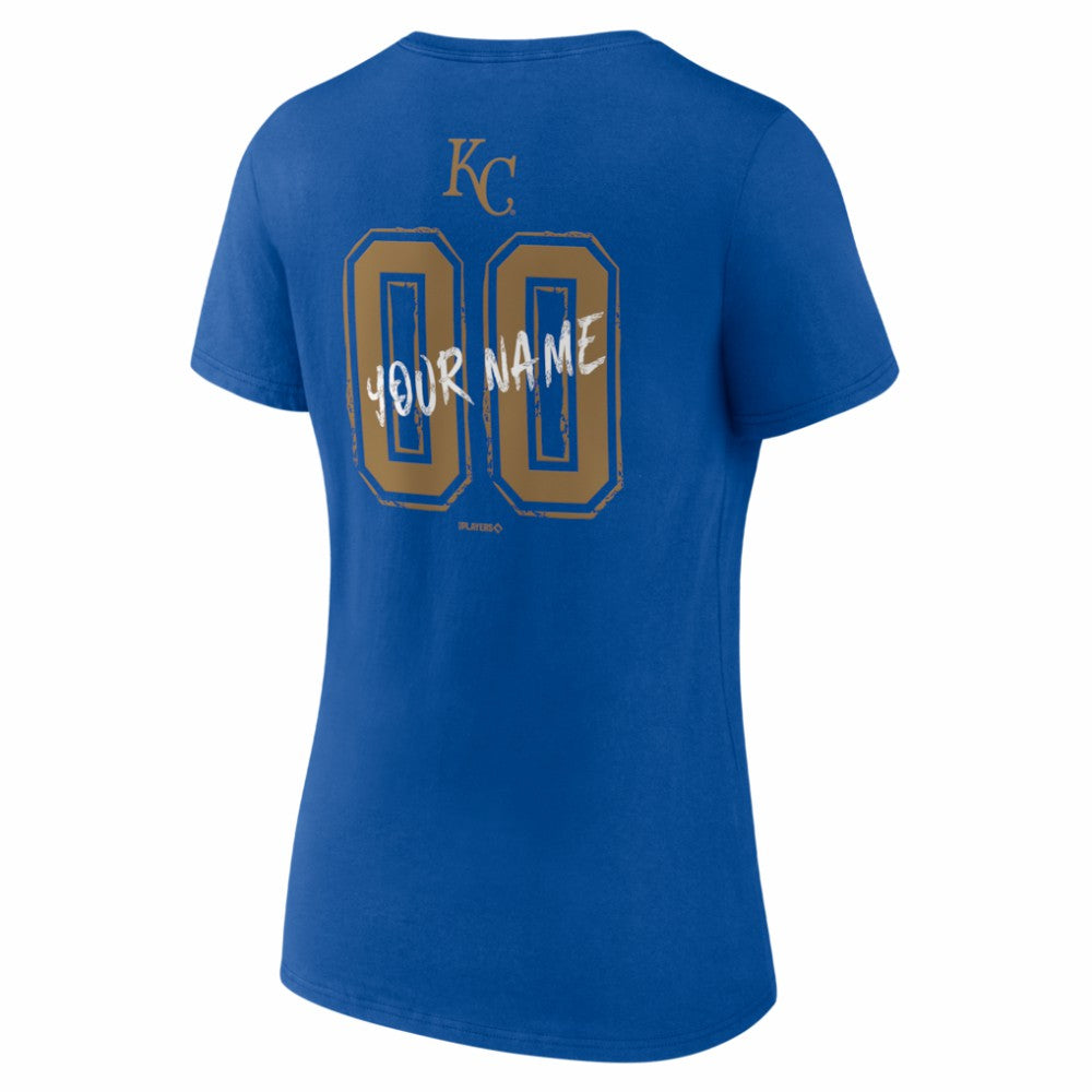 Kansas City Royals Women's Hustle Personalized Name & Number V-Neck T-Shirt Royal