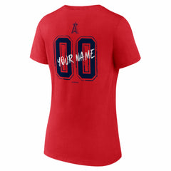 Los Angeles Angels Women's Hustle Personalized Name & Number V-Neck T-Shirt Red