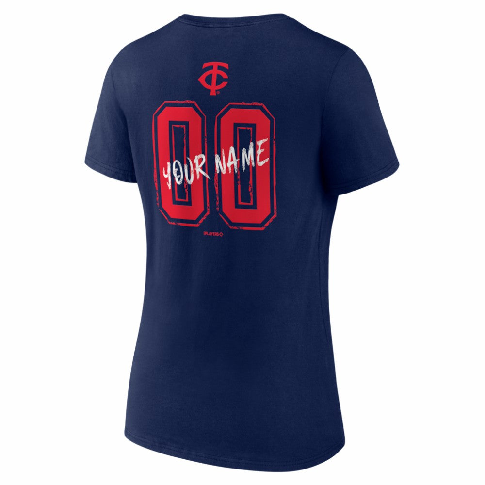 Minnesota Twins Women's Hustle Personalized Name & Number V-Neck T-Shirt Navy