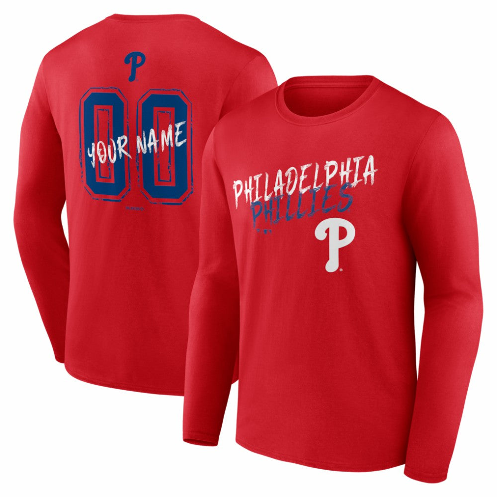 Philadelphia Phillies  Hustle Personalized Name & Number Long Sleeve T-Shirt Red
