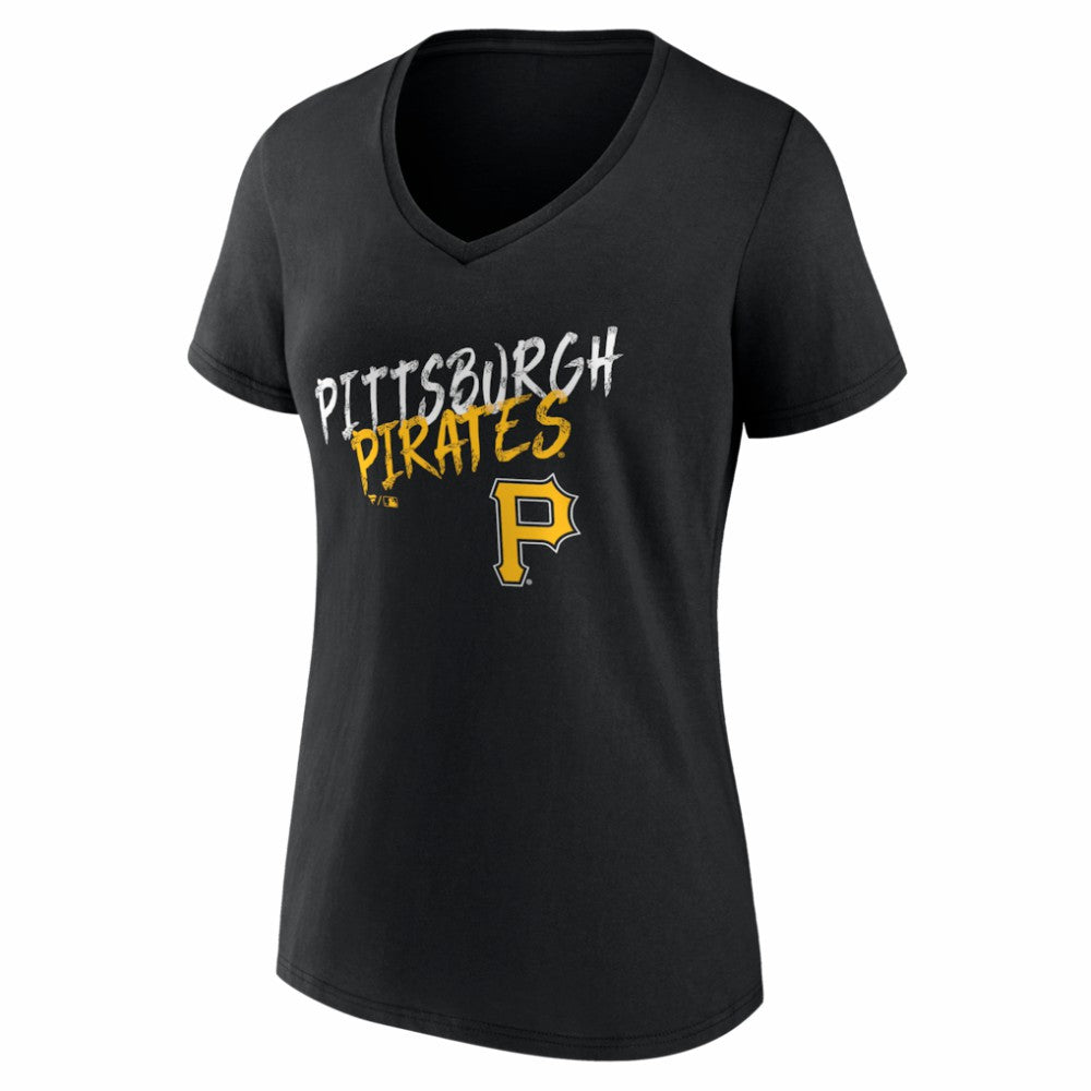 Pittsburgh Pirates Women's Hustle Personalized Name & Number V-Neck T-Shirt Black