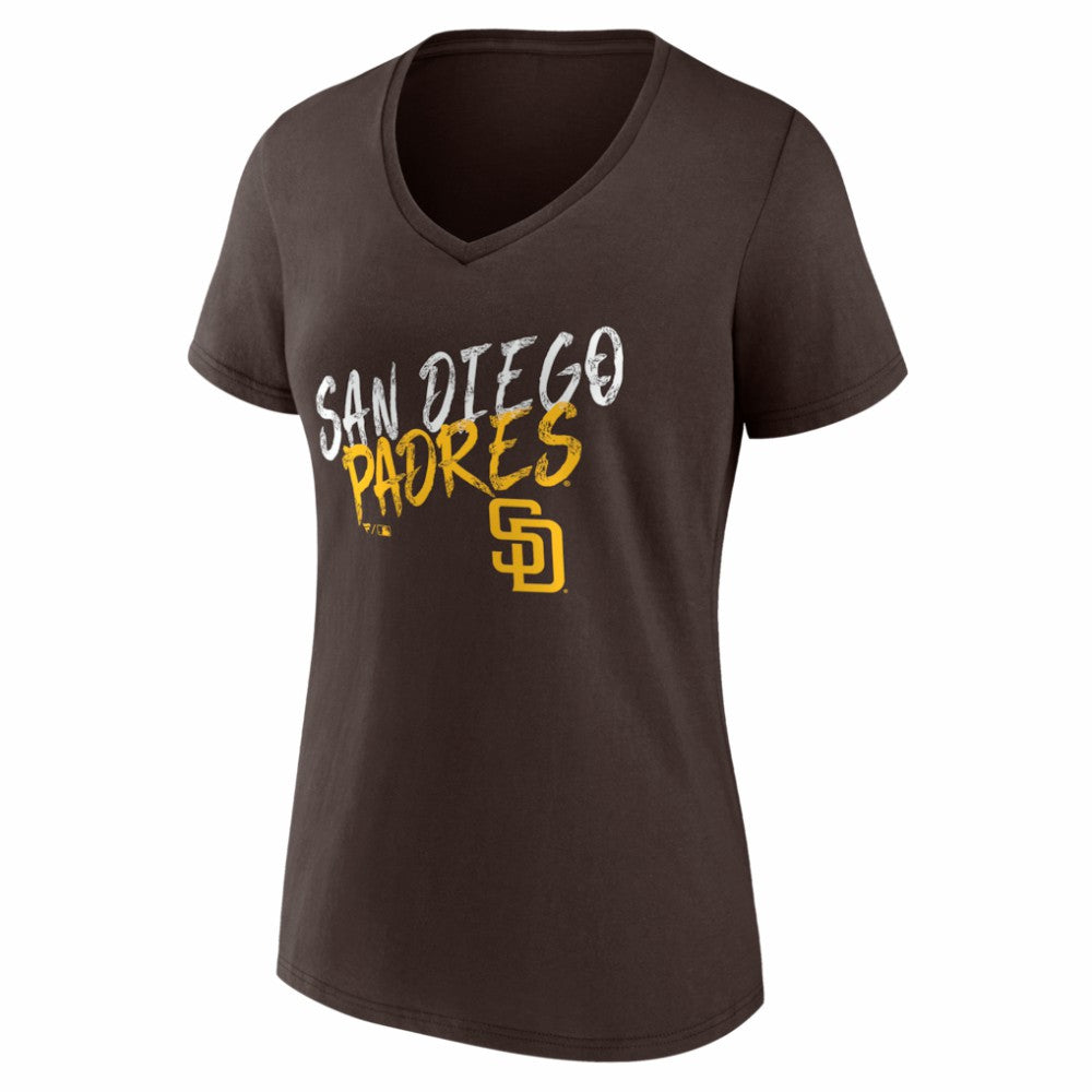 San Diego Padres Women's Hustle Personalized Name & Number V-Neck T-Shirt Brown