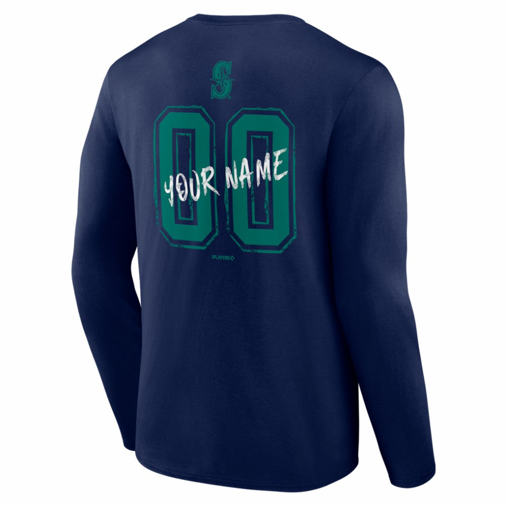 Seattle Mariners  Hustle Personalized Name & Number Long Sleeve T-Shirt Navy