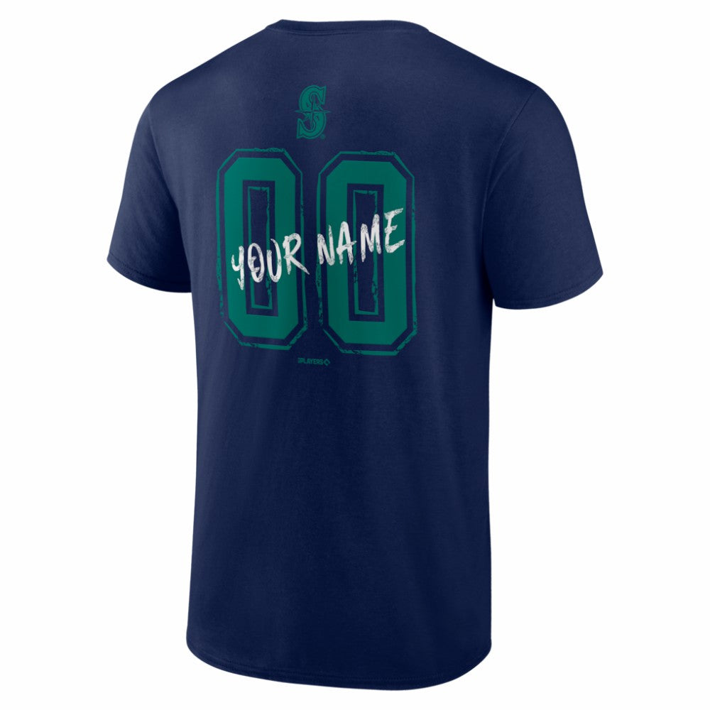 Seattle Mariners  Hustle Personalized Name & Number T-Shirt Navy