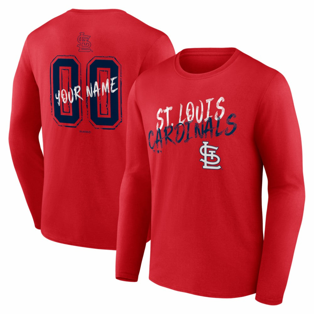 St. Louis Cardinals  Hustle Personalized Name & Number Long Sleeve T-Shirt Red