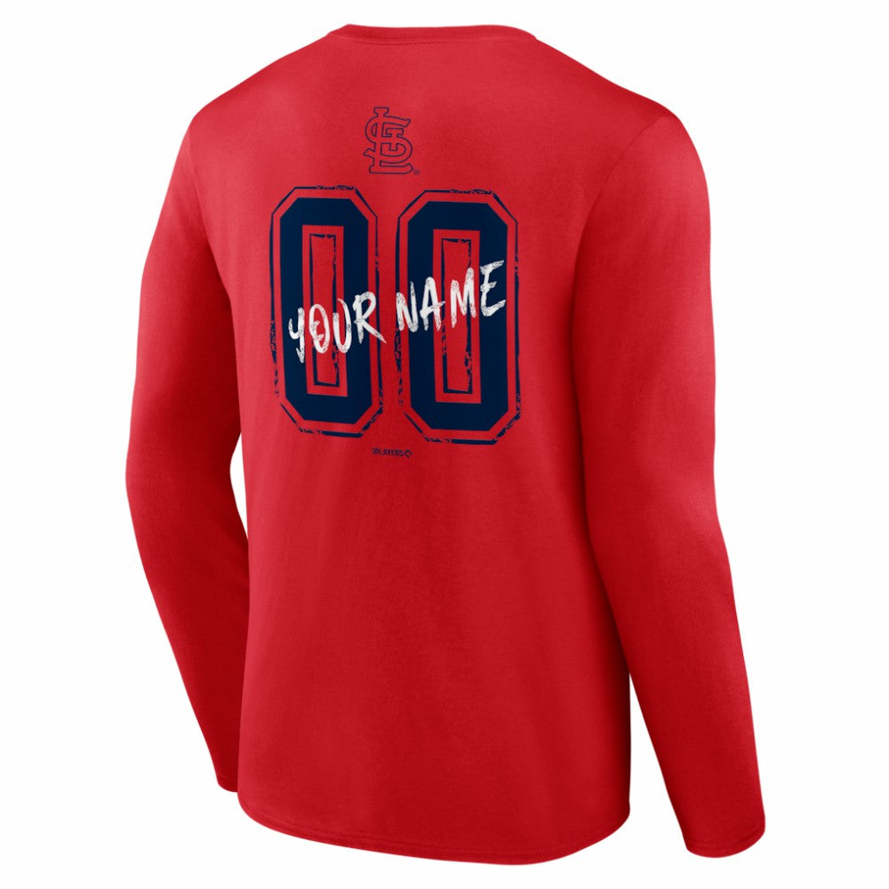St. Louis Cardinals  Hustle Personalized Name & Number Long Sleeve T-Shirt Red