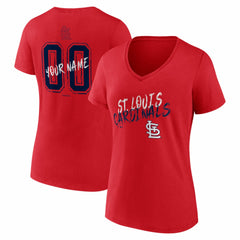 St. Louis Cardinals Women's Hustle Personalized Name & Number V-Neck T-Shirt Red