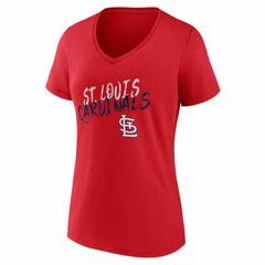 St. Louis Cardinals Women's Hustle Personalized Name & Number V-Neck T-Shirt Red