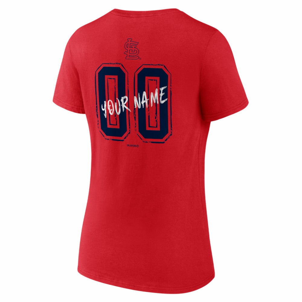 St. Louis Cardinals Women's Hustle Personalized Name & Number V-Neck T-Shirt Red