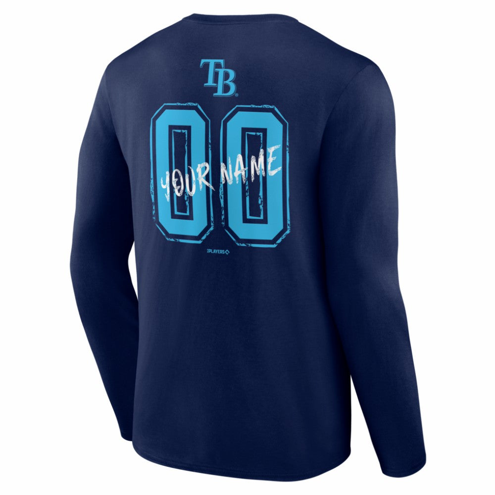 Tampa Bay Rays  Hustle Personalized Name & Number Long Sleeve T-Shirt Navy