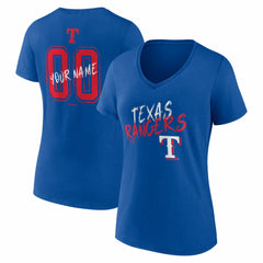 Texas Rangers Women's Hustle Personalized Name & Number V-Neck T-Shirt Royal