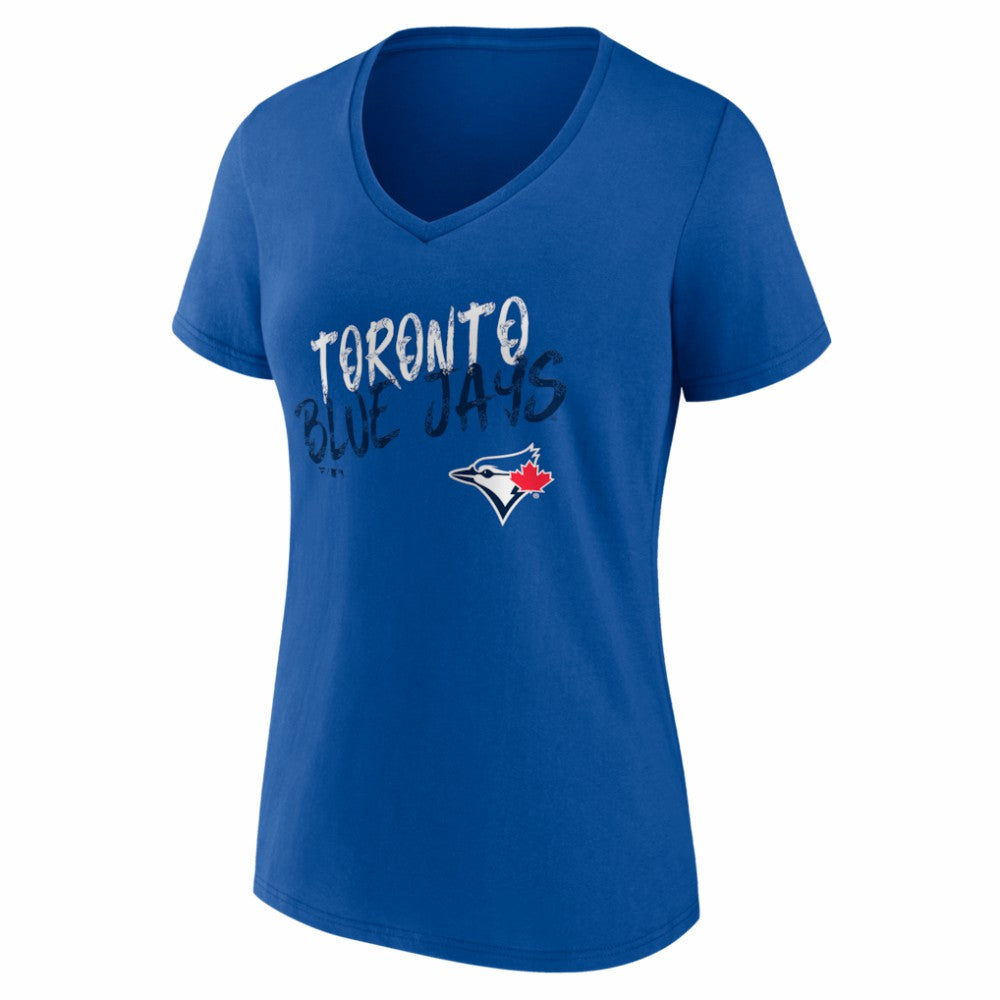 Toronto Blue Jays Women's Hustle Personalized Name & Number V-Neck T-Shirt Royal