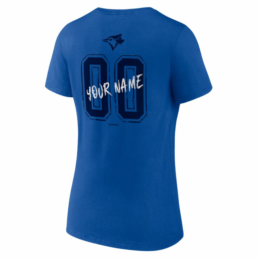 Toronto Blue Jays Women's Hustle Personalized Name & Number V-Neck T-Shirt Royal