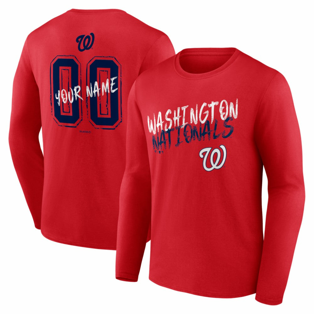 Washington Nationals  Hustle Personalized Name & Number Long Sleeve T-Shirt Red