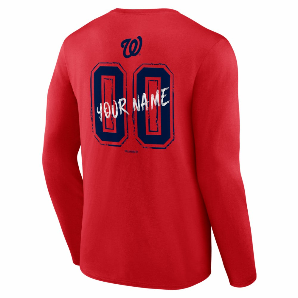 Washington Nationals  Hustle Personalized Name & Number Long Sleeve T-Shirt Red