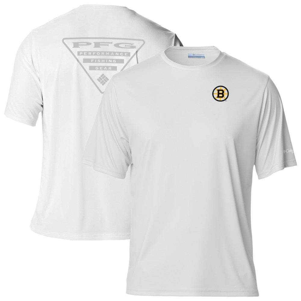 Boston Bruins Columbia PFG Terminal Tackle Omni-Shade T-Shirt - White T-shirts
