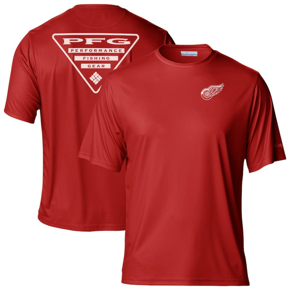 Detroit Red Wings Columbia PFG Terminal Tackle Omni-Shade T-Shirt - Red T-shirts