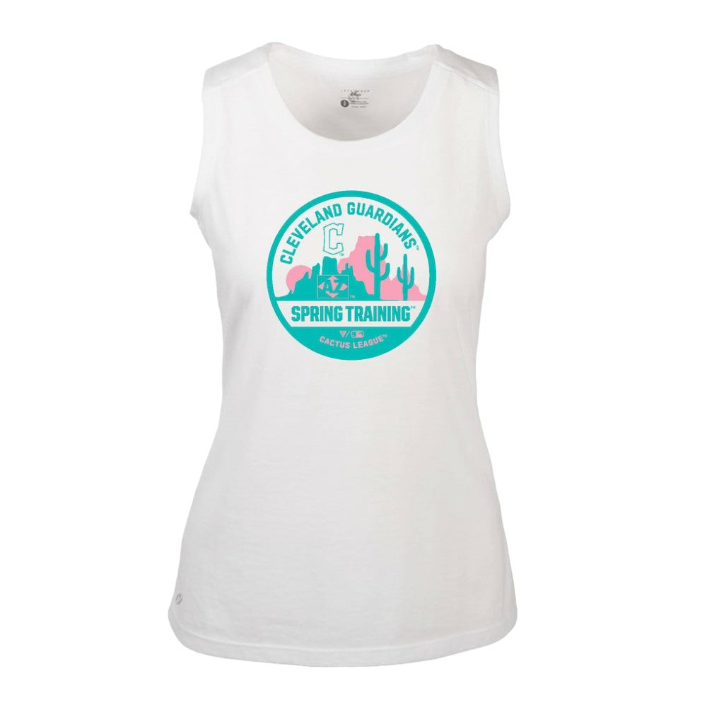 Cleveland Guardians Levelwear Women's Macy Spring Training Badge Bold Tank Top White