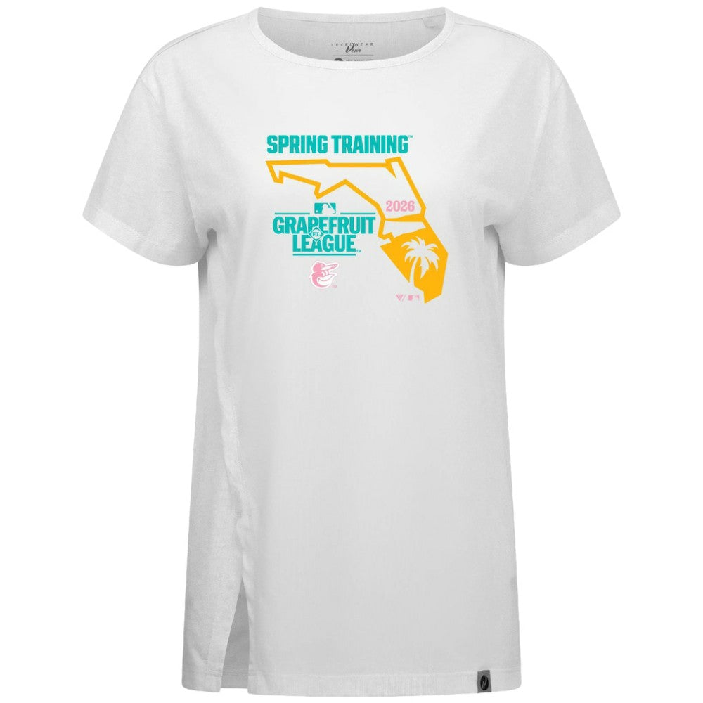 Baltimore Orioles Levelwear Women's 2026 Spring Training Influx Ball Bold T-Shirt White