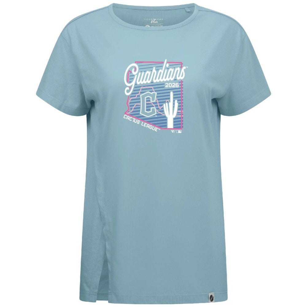 Cleveland Guardians Levelwear Women's Influx Spring Training Sunrise Bold T-Shirt Blue