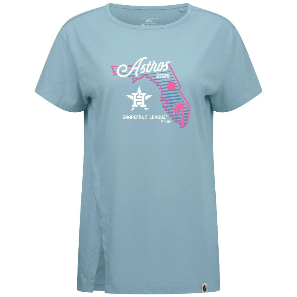 Houston Astros Levelwear Women's Influx Spring Training Sunrise Bold T-Shirt Blue