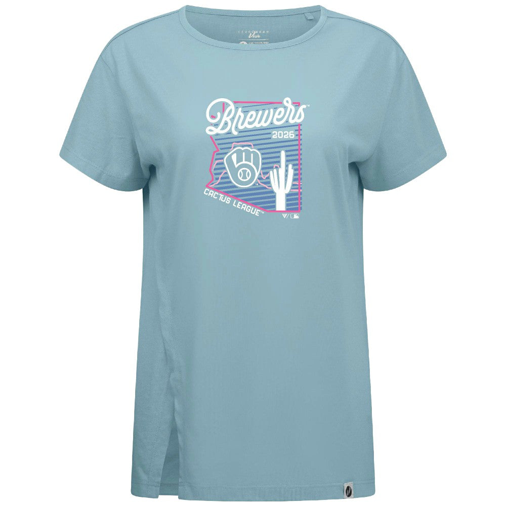 Milwaukee Brewers Levelwear Women's Influx Spring Training Sunrise Bold T-Shirt Blue