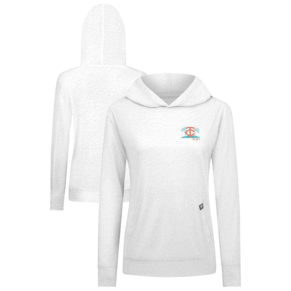 Minnesota Twins Levelwear Women's Relay Spring Break Panoramic Bold Hoodie White