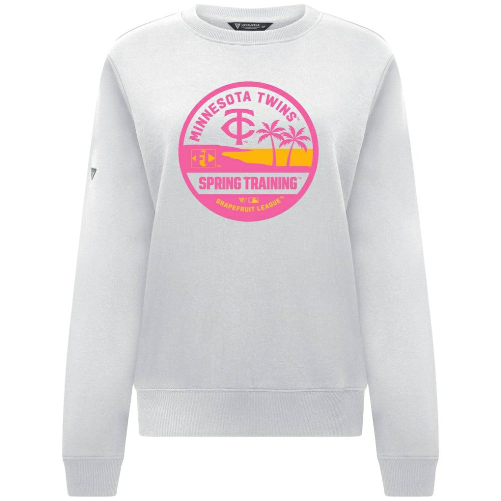 Minnesota Twins Levelwear Women's Yvette Spring Training Badge Bold Sweatshirt White