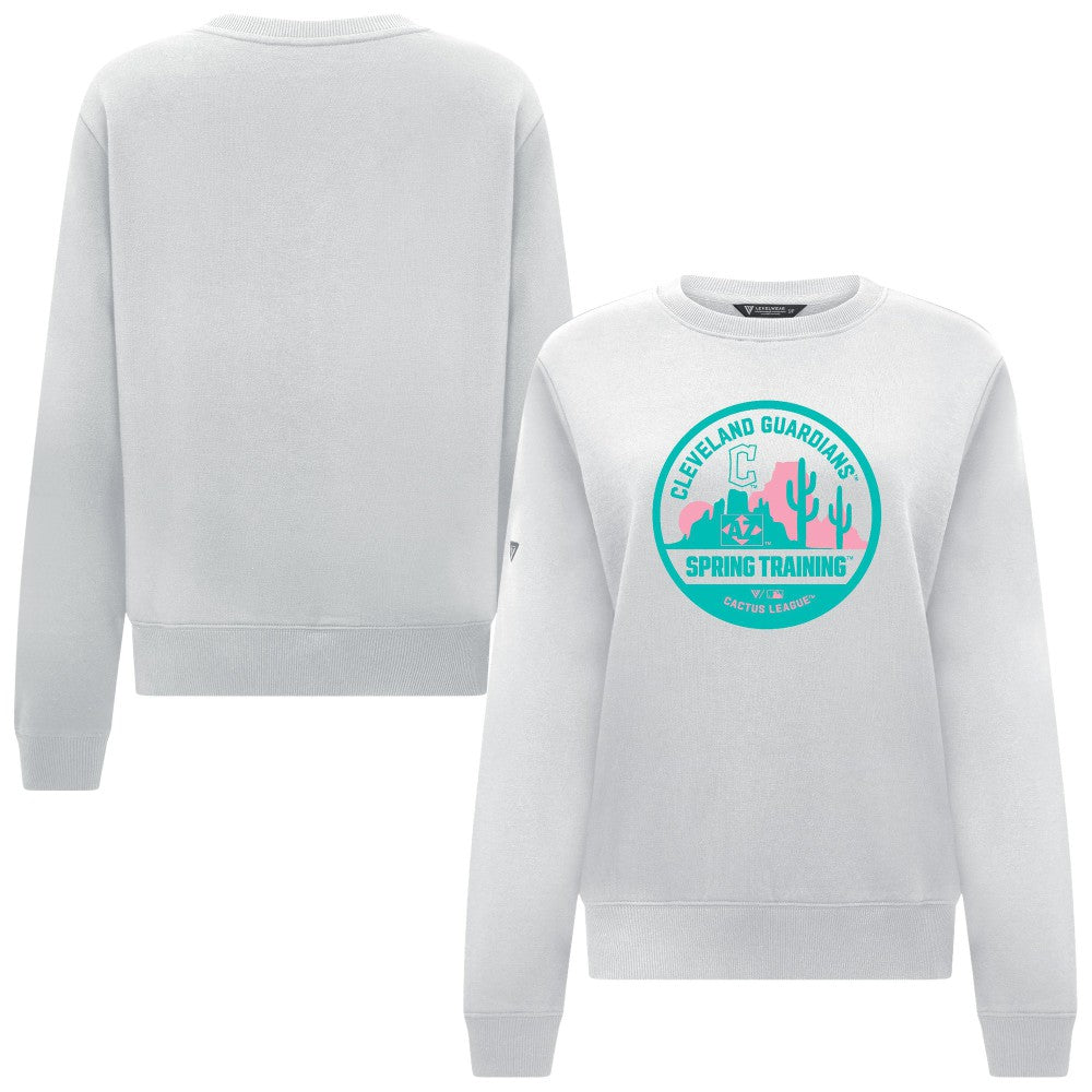 Cleveland Guardians Levelwear Women's Yvette Spring Training Badge Bold Sweatshirt White