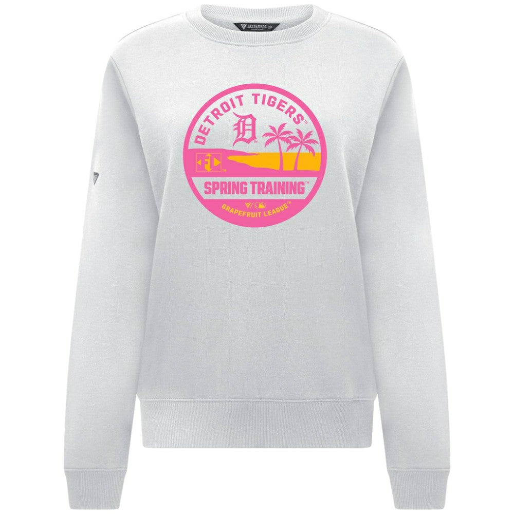 Detroit Tigers Levelwear Women's Yvette Spring Training Badge Bold Sweatshirt White
