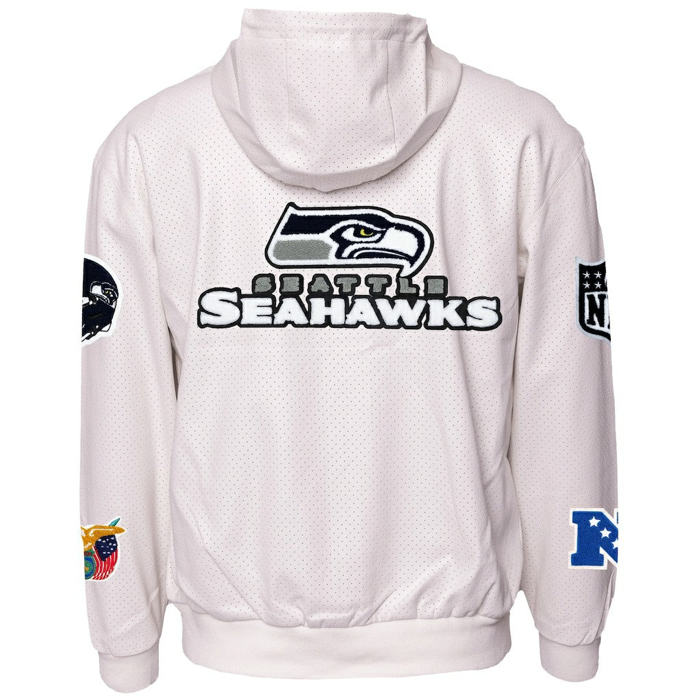 Seattle Seahawks Jeff Hamilton Vegan Leather Full-Zip Hooded Jacket - White sale