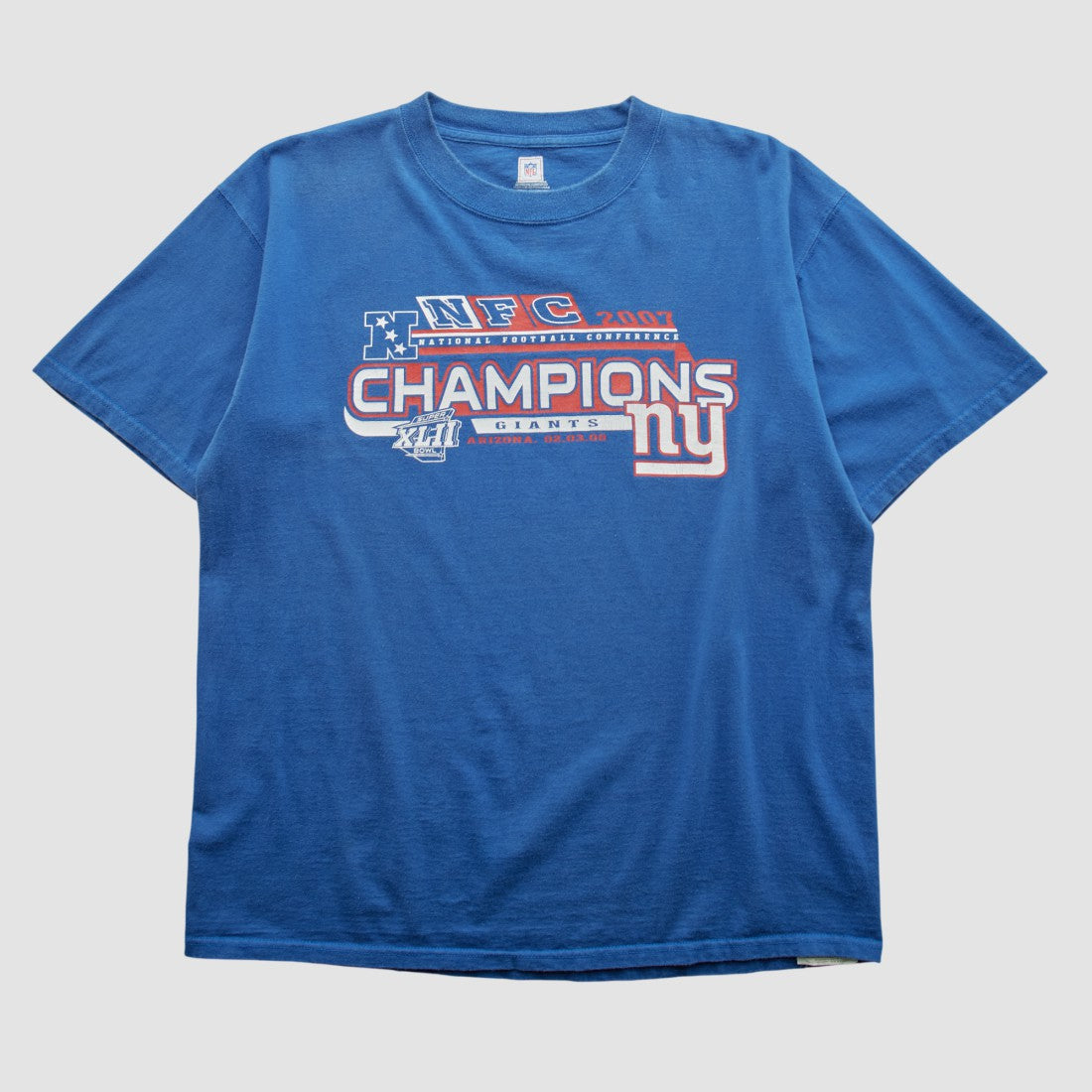 Super Bowl XLII NFL 2007 T-shirt - Blue Vintage cheap
