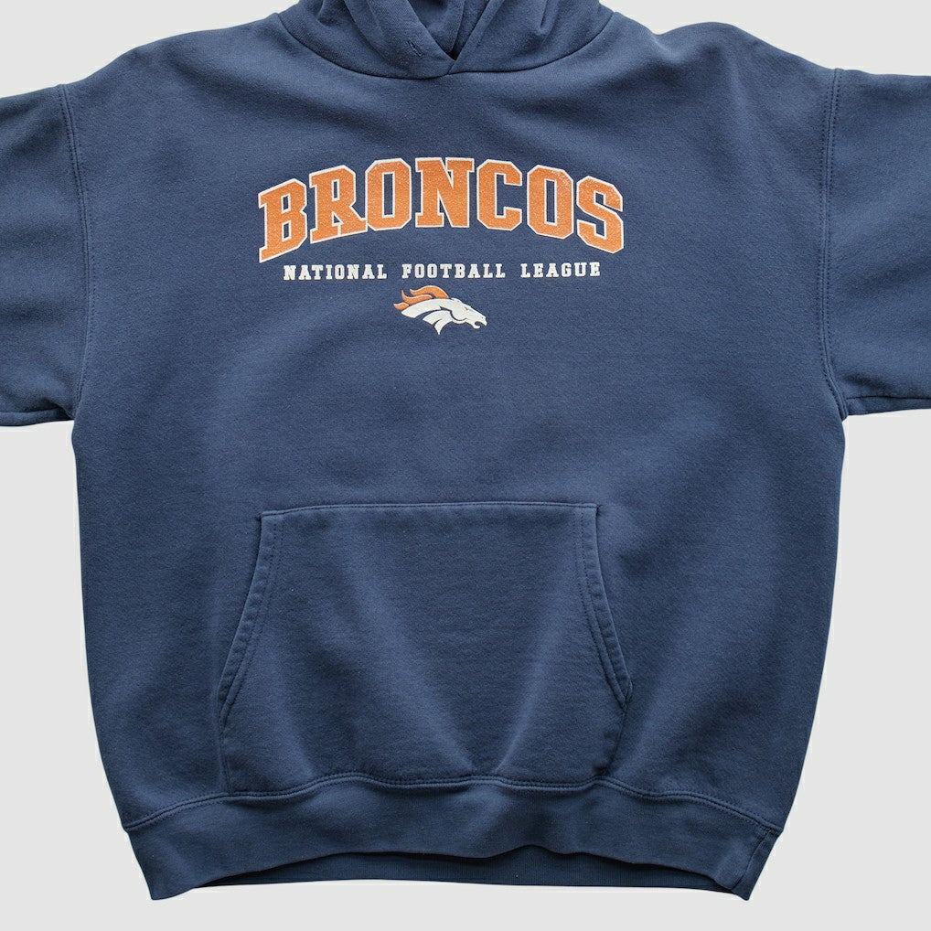 Denver Broncos 2000s Hooded Pullover Sweatshirt - Navy Vintage cheap