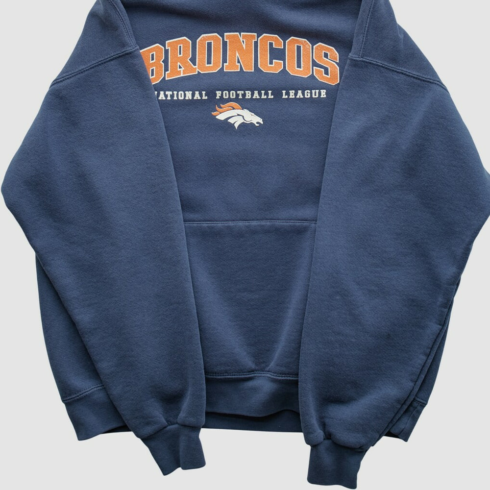 Denver Broncos 2000s Hooded Pullover Sweatshirt - Navy Vintage cheap