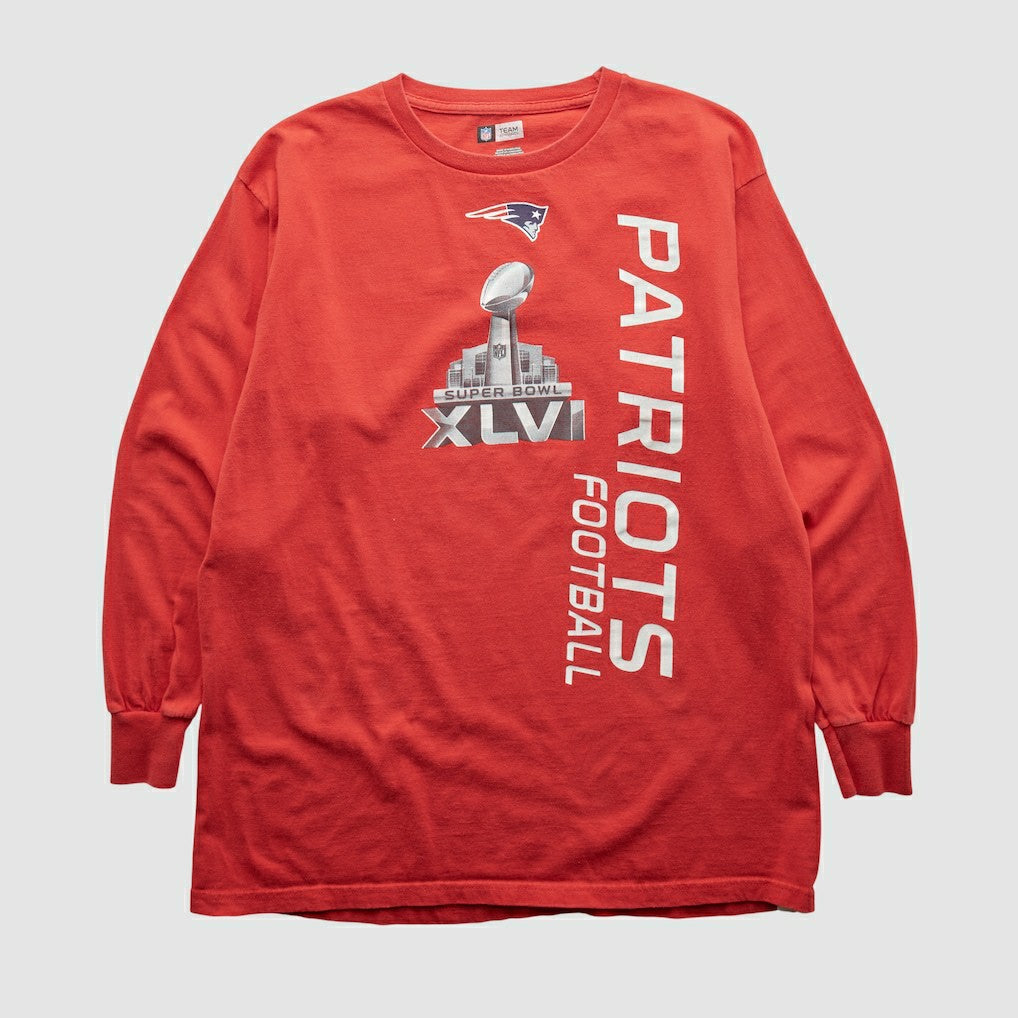 New England Patriots NFL 2012 Long Sleeve T-shirt - Red Vintage on sale