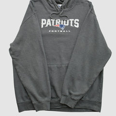 New England Patriots Majestic 2010s Hooded Pullover Sweatshirt - Charcoal Vintage on sale